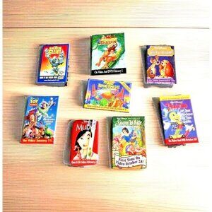 Vintage 90's 8 Disney Movie DVD Release Rectangular‎ Collectors Pin Back Buttons